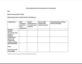 morning meeting plan