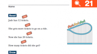 cropped image of math problem, eureka