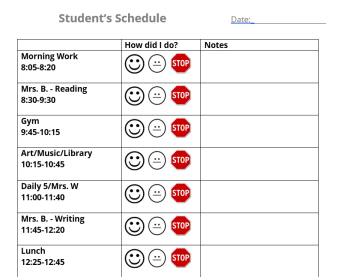 Daily Behavior Visual Schedule